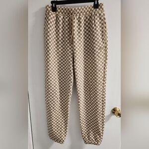 Van's Beige Checkered Joggers, Size L